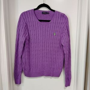 Polo By Ralph Lauren Purple Cable Knit Sweater